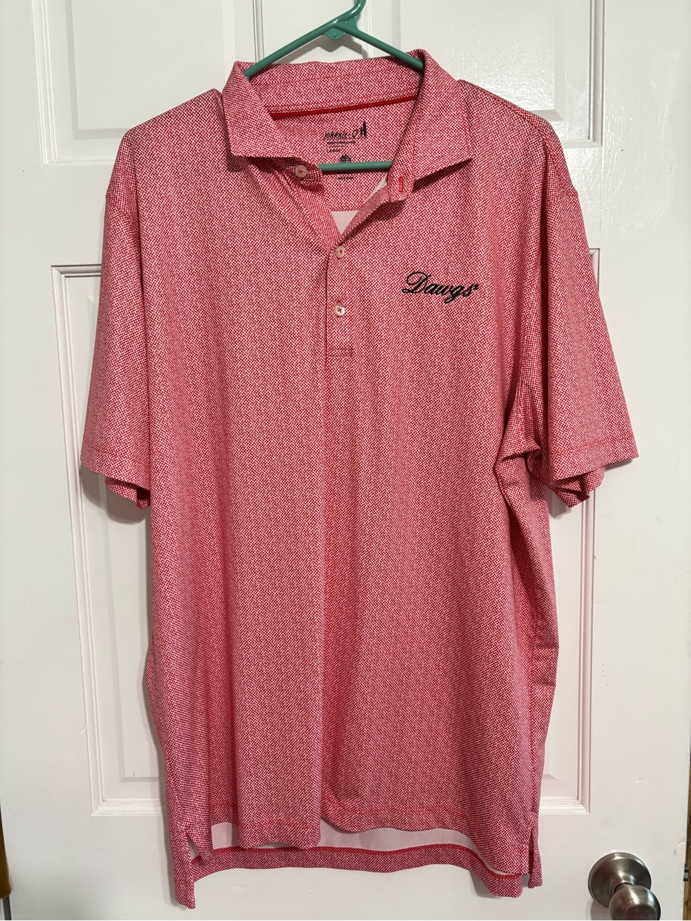 johnnie-O Red Heathered Short-Sleeve Polo with Script Logo